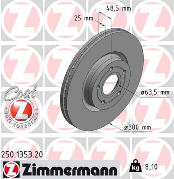 Zimmermann Brake Disc for FORD TRANSIT CONNECT Kombi front