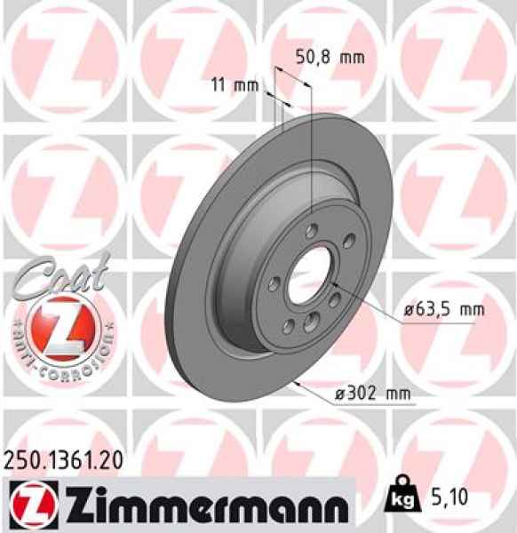 Zimmermann Brake Disc for FORD KUGA I rear