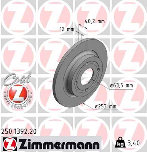 Zimmermann Bremsscheibe für FORD FIESTA VII hinten