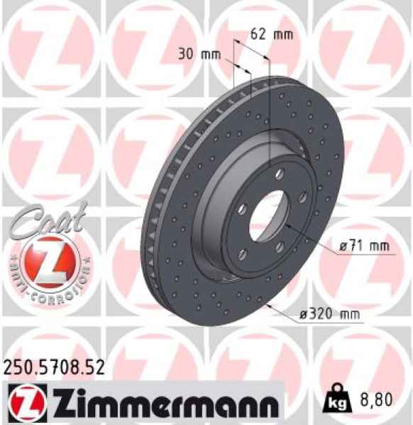 Zimmermann Sportbremsscheibe Sport Z für FORD USA MUSTANG Convertible vorne