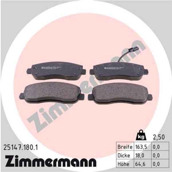 Zimmermann Brake pads for OPEL MOVANO B Kipper (X62) front