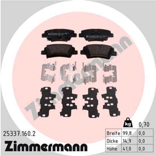 Zimmermann Brake pads for HYUNDAI i30 Kombi (GD) rear