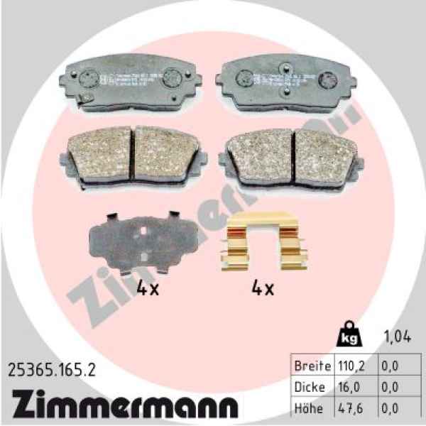 Zimmermann Bremsbeläge für KIA PICANTO II (TA) vorne