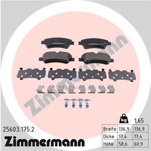 Zimmermann Brake pads for FORD TOURNEO CUSTOM Bus rear