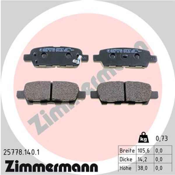 Zimmermann Brake pads for INFINITI M35 rear