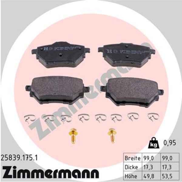 Zimmermann Brake pads for PEUGEOT 508 II (F3_, FB_, FH_) rear