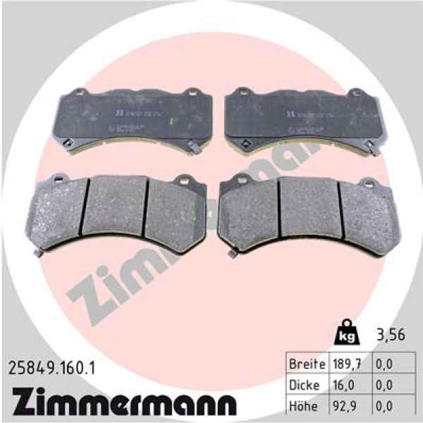 Zimmermann Brake pads for CADILLAC CTS front
