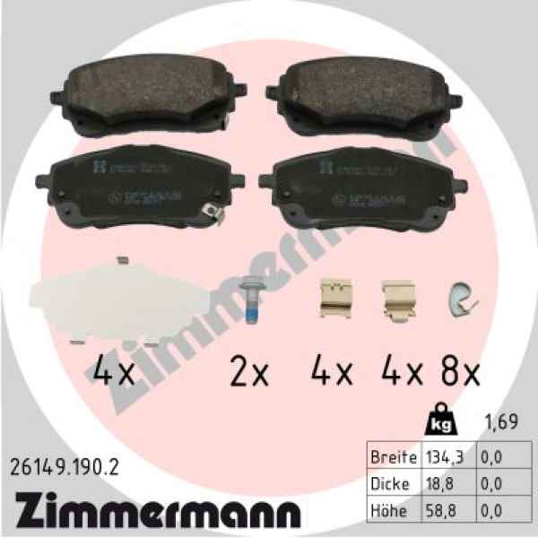 Zimmermann Brake pads for TOYOTA COROLLA Stufenheck (_E21_) front