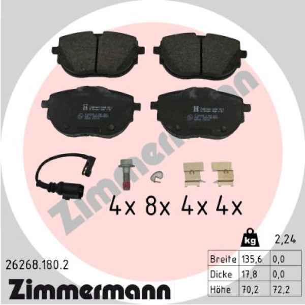 Zimmermann Brake pads for VW TRANSPORTER T6 / CARAVELLE T6 Bus (SGB, SGJ, SHB, SHJ) front