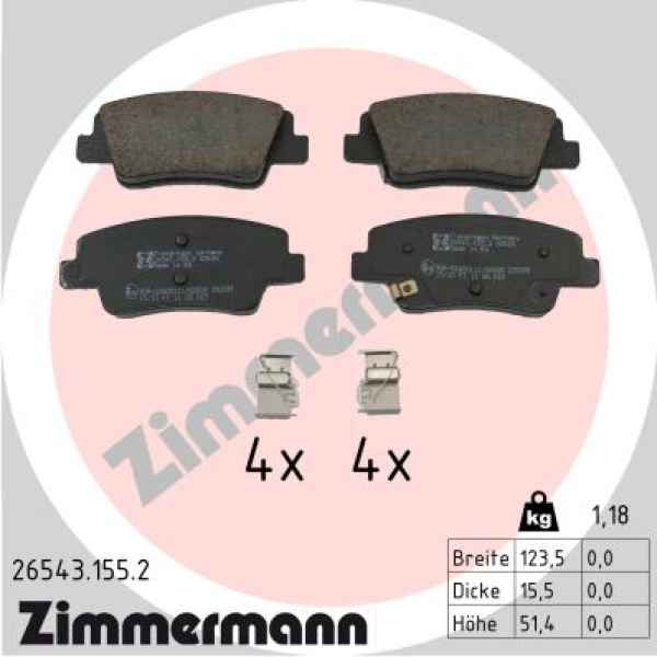 Zimmermann Brake pads for GENESIS G80 (RG) rear