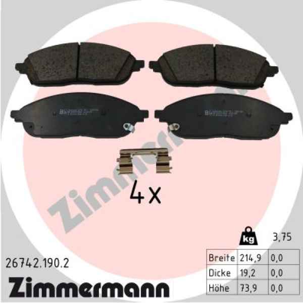 Zimmermann Brake pads for JEEP GRAND CHEROKEE L V (WL) front