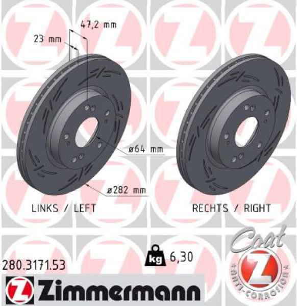 Zimmermann Sport Brake Disc for HONDA FR-V (BE) front