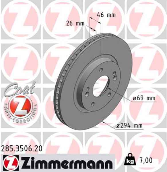 Zimmermann Bremsscheibe für HYUNDAI SANTA FÉ I (SM) vorne