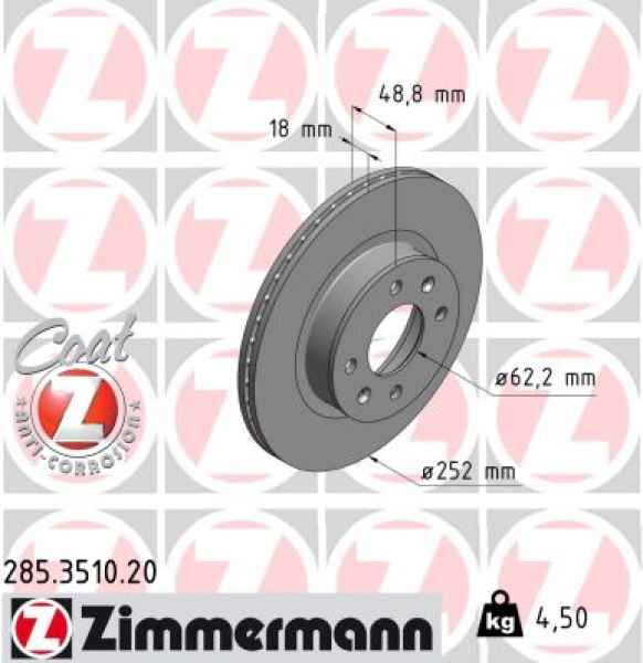 Zimmermann Brake Disc for HYUNDAI i10 Stufenheck front