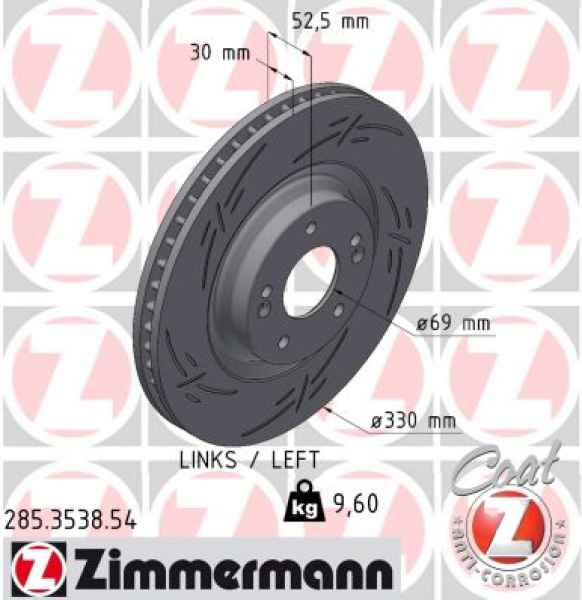 Zimmermann Sport Brake Disc for HYUNDAI i30 FASTBACK (PDE, PDEN) front left