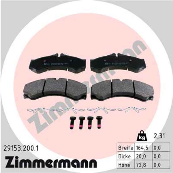 Zimmermann Brake pads for MERCEDES-BENZ SPRINTER 4-t Kasten (904) front/rear