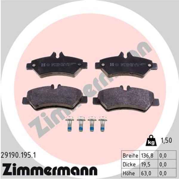 Zimmermann Brake pads for VW CRAFTER 30-50 Pritsche/Fahrgestell (2F_) rear