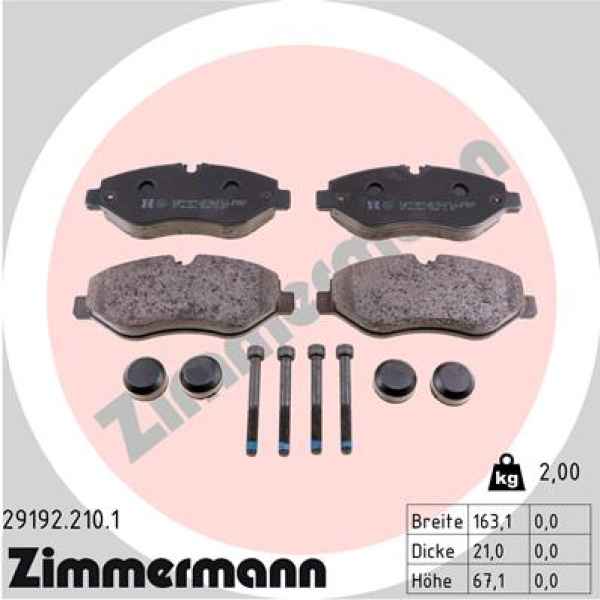 Zimmermann Bremsbeläge für MERCEDES-BENZ SPRINTER 3,5-t Kasten (906) vorne