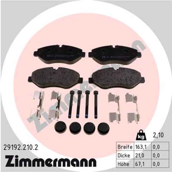 Zimmermann Brake pads for VW CRAFTER 30-50 Pritsche/Fahrgestell (2F_) front