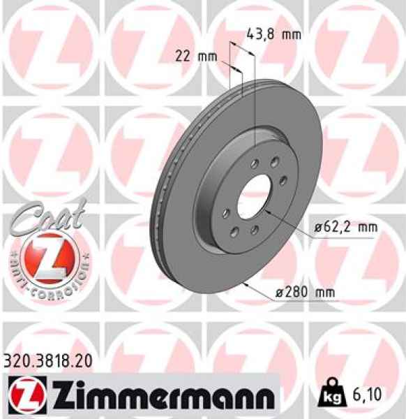 Zimmermann Bremsscheibe für KIA STONIC (YB) vorne