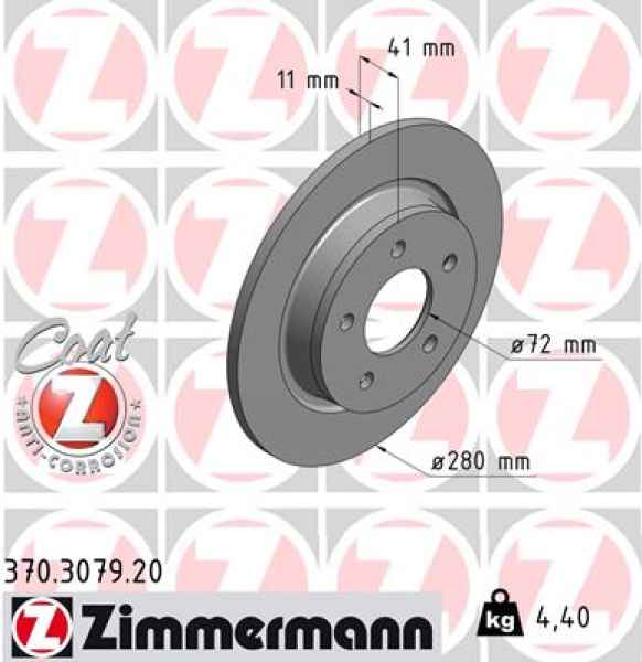 Zimmermann Brake Disc for MAZDA 3 Stufenheck (BK) rear