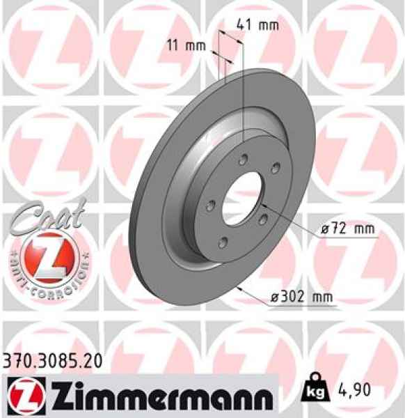 Zimmermann Brake Disc for MAZDA 5 (CR19) rear