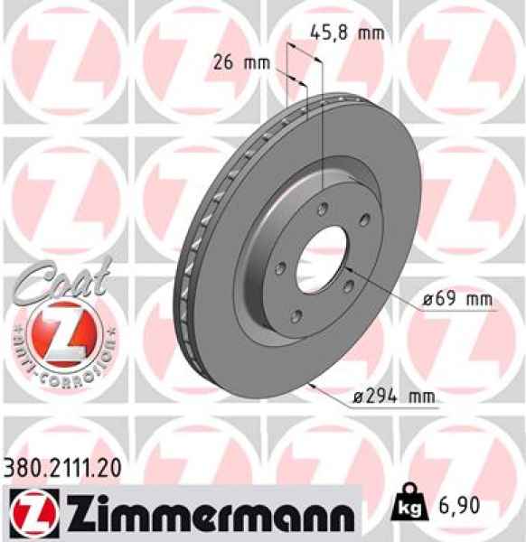 Zimmermann Brake Disc for CHRYSLER SEBRING (JS) front