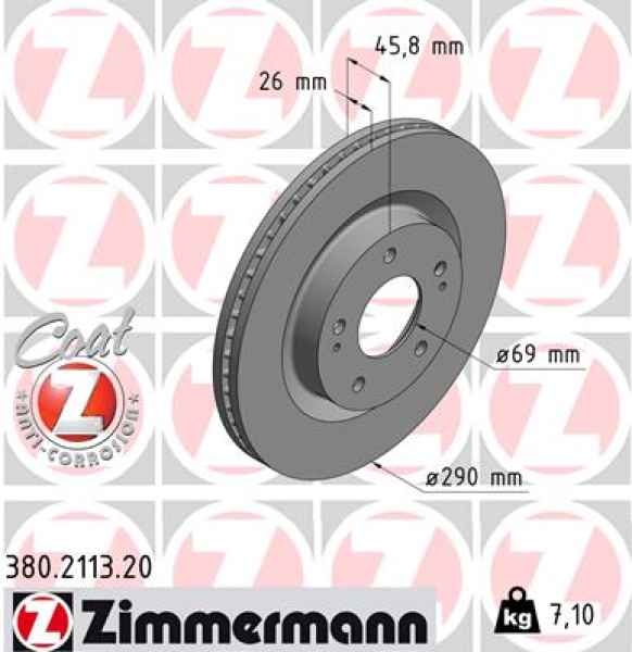 Zimmermann Brake Disc for MITSUBISHI GRANDIS (NA_W) front