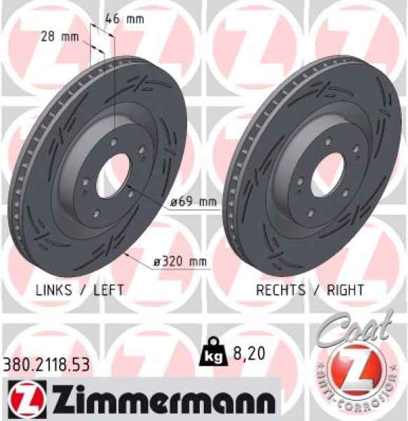 Zimmermann Sport Brake Disc for MITSUBISHI OUTLANDER III (GG_W, GF_W, ZJ, ZL, ZK) front