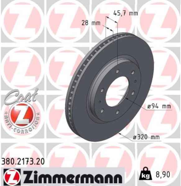 Zimmermann Brake Disc for MITSUBISHI PAJERO SPORT III (KS_) front