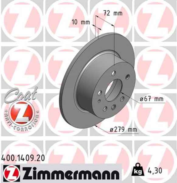 Zimmermann Brake Disc for MERCEDES-BENZ S-KLASSE (W116) rear