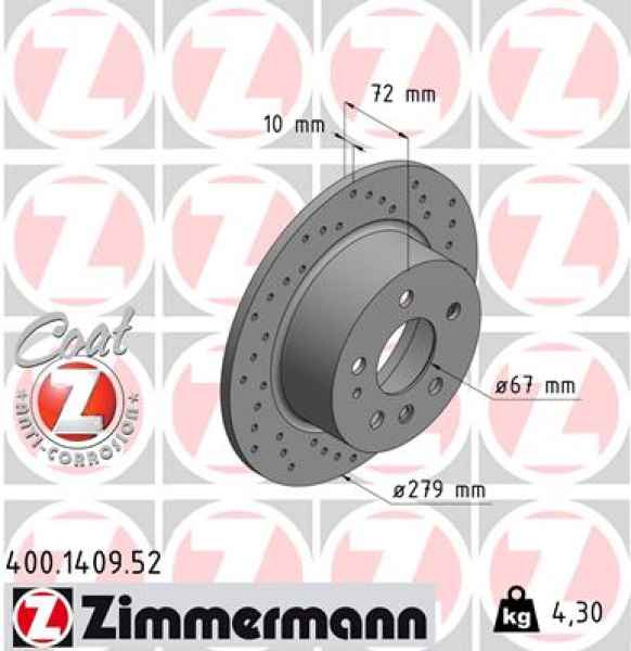 Zimmermann Sport Brake Disc for MERCEDES-BENZ /8 (W115) rear