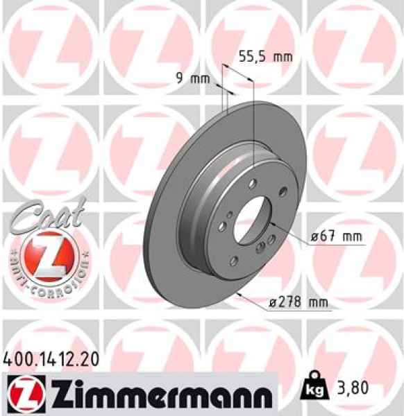 Zimmermann Brake Disc for MERCEDES-BENZ CLK (C208) rear