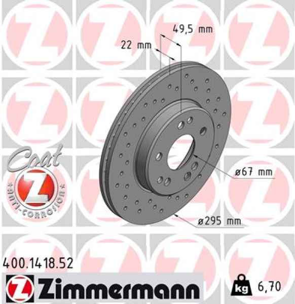 Zimmermann Sport Brake Disc for MERCEDES-BENZ KOMBI T-Model (S124) front