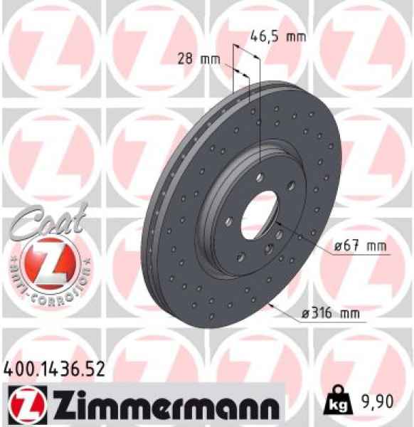Zimmermann Sport Brake Disc for MERCEDES-BENZ C-KLASSE (W202) front