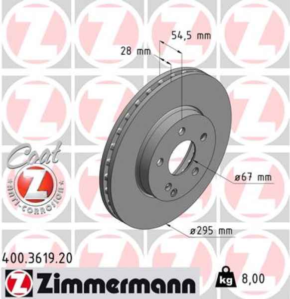 Zimmermann Brake Disc for MERCEDES-BENZ E-KLASSE T-Model (S211) front