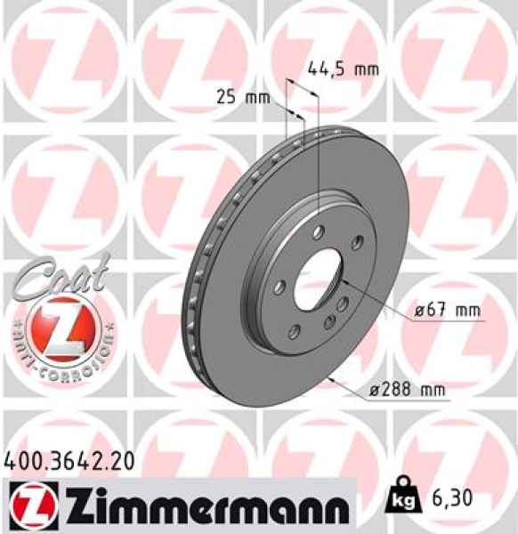 Zimmermann Brake Disc for MERCEDES-BENZ B-KLASSE (W245) front