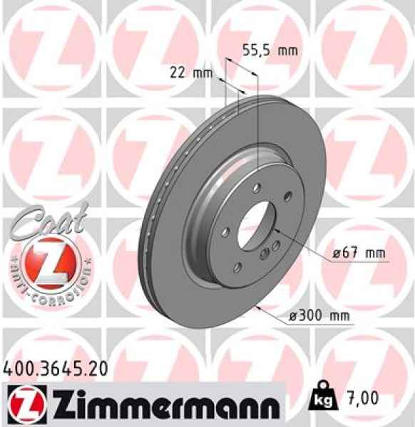 Zimmermann Brake Disc for MERCEDES-BENZ C-KLASSE (W202) rear