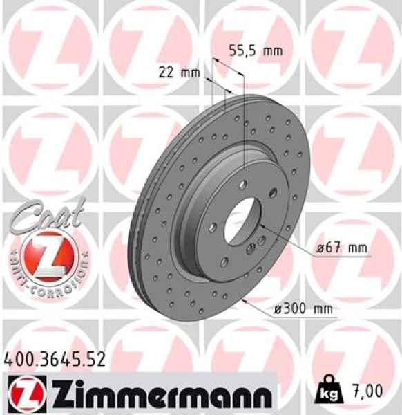 Zimmermann Sport Brake Disc for MERCEDES-BENZ CLK Cabriolet (A208) rear