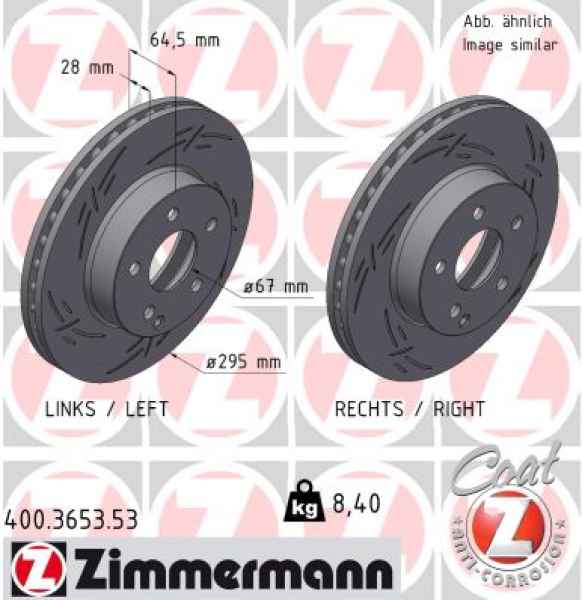 Zimmermann Sport Brake Disc for MERCEDES-BENZ C-KLASSE T-Model (S204) front
