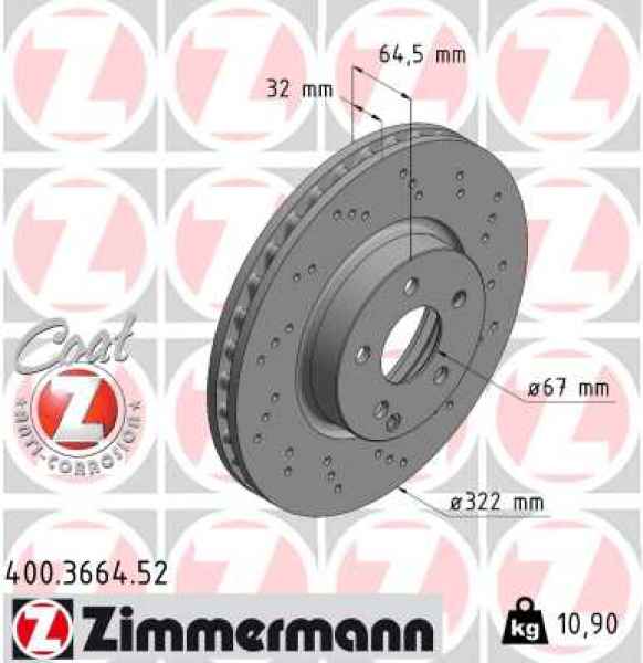 Zimmermann Sport Brake Disc for MERCEDES-BENZ C-KLASSE Coupe (C204) front