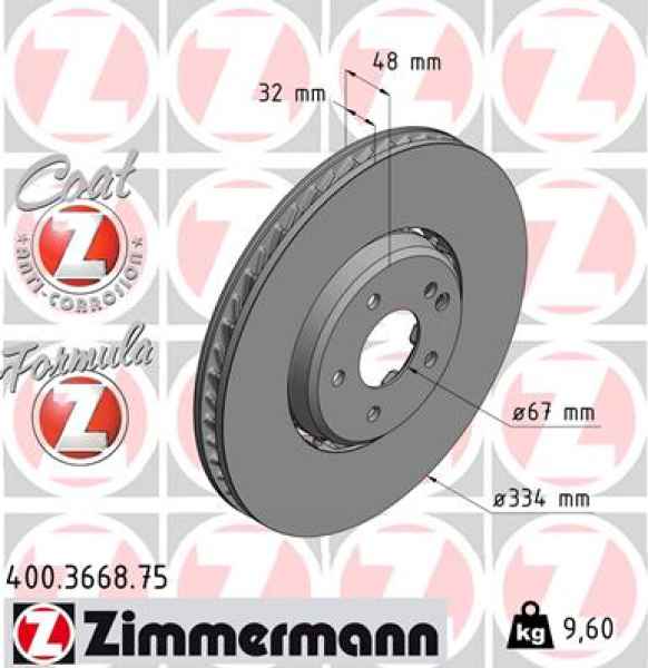 Zimmermann Brake Disc for MERCEDES-BENZ E-KLASSE (W210) front left
