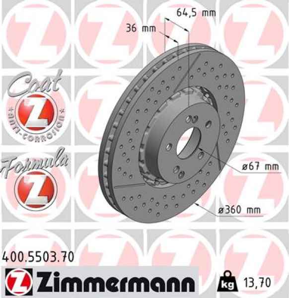 Zimmermann Brake Disc for MERCEDES-BENZ CLS (C219) front
