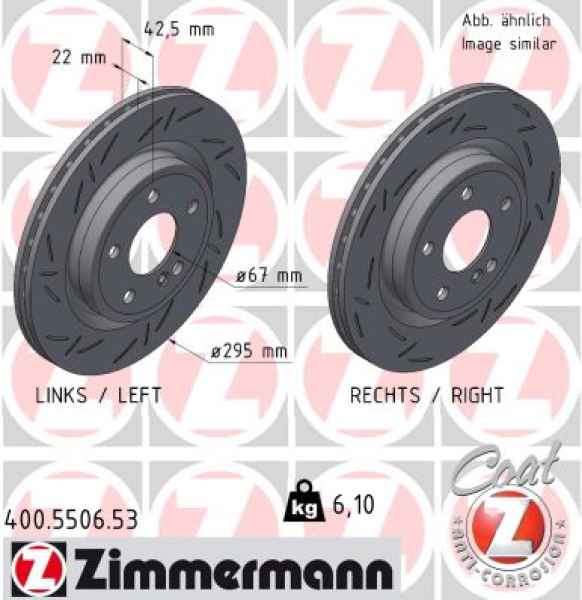 Zimmermann Sport Brake Disc for INFINITI QX30 rear