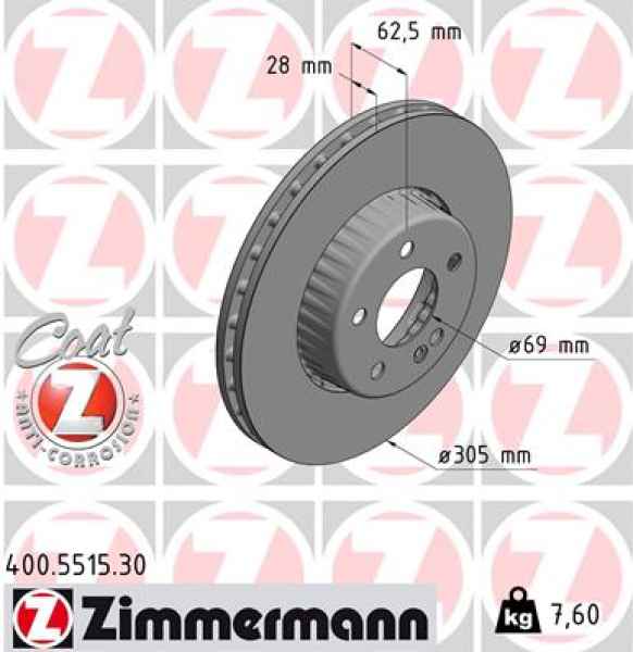 Zimmermann Brake Disc for MERCEDES-BENZ E-KLASSE (W213) front