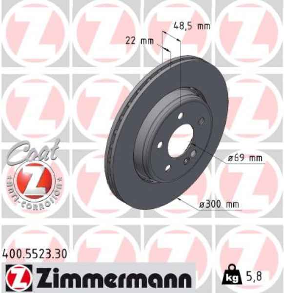 Zimmermann Brake Disc for MERCEDES-BENZ E-KLASSE T-Model (S213) rear