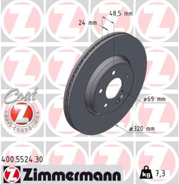 Zimmermann Brake Disc for MERCEDES-BENZ C-KLASSE T-Model (S205) rear