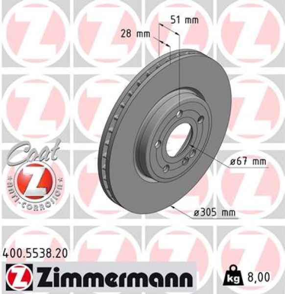 Zimmermann Brake Disc for MERCEDES-BENZ CLA (C118) front