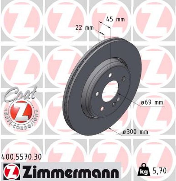 Zimmermann Brake Disc for MERCEDES-BENZ C-KLASSE T-MODEL (S206) rear