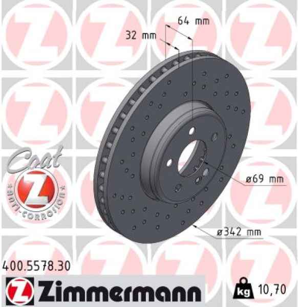 Zimmermann Brake Disc for MERCEDES-BENZ C-KLASSE (W206) front